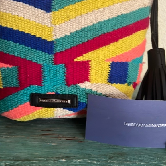 NWOT Rebecca Minkoff Wonderland Woven Bucket Bag Purse Boho Black Tassels NEW - Picture 4 of 10